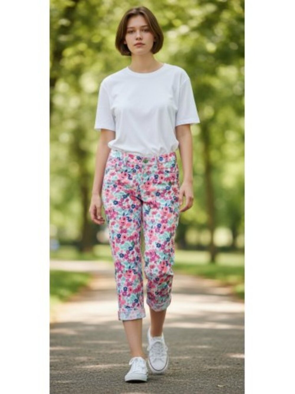 JORDACHE Pink Floral Print Cropped Denim Jegging Leggings Girls Size 10-12